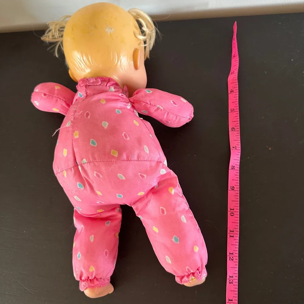 Vintage 1995 Toy Biz Baby Tumbles Surprise Doll Pink Polka Dot Outfit Blonde 12